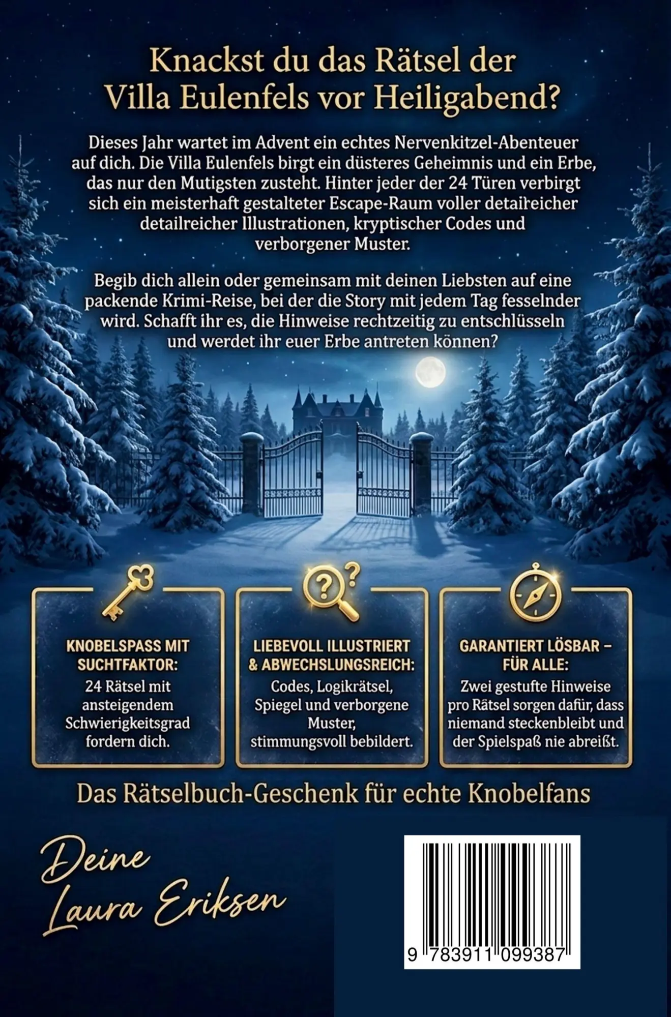 Rückseite: 9783911099387 | Escape Room Adventskalender - Das Vermächtnis der Villa Eulenfels