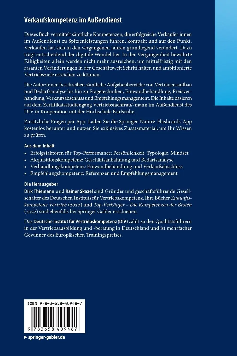 Rückseite: 9783658409487 | Verkaufskompetenz im Außendienst | Rainer Skazel (u. a.) | Bundle