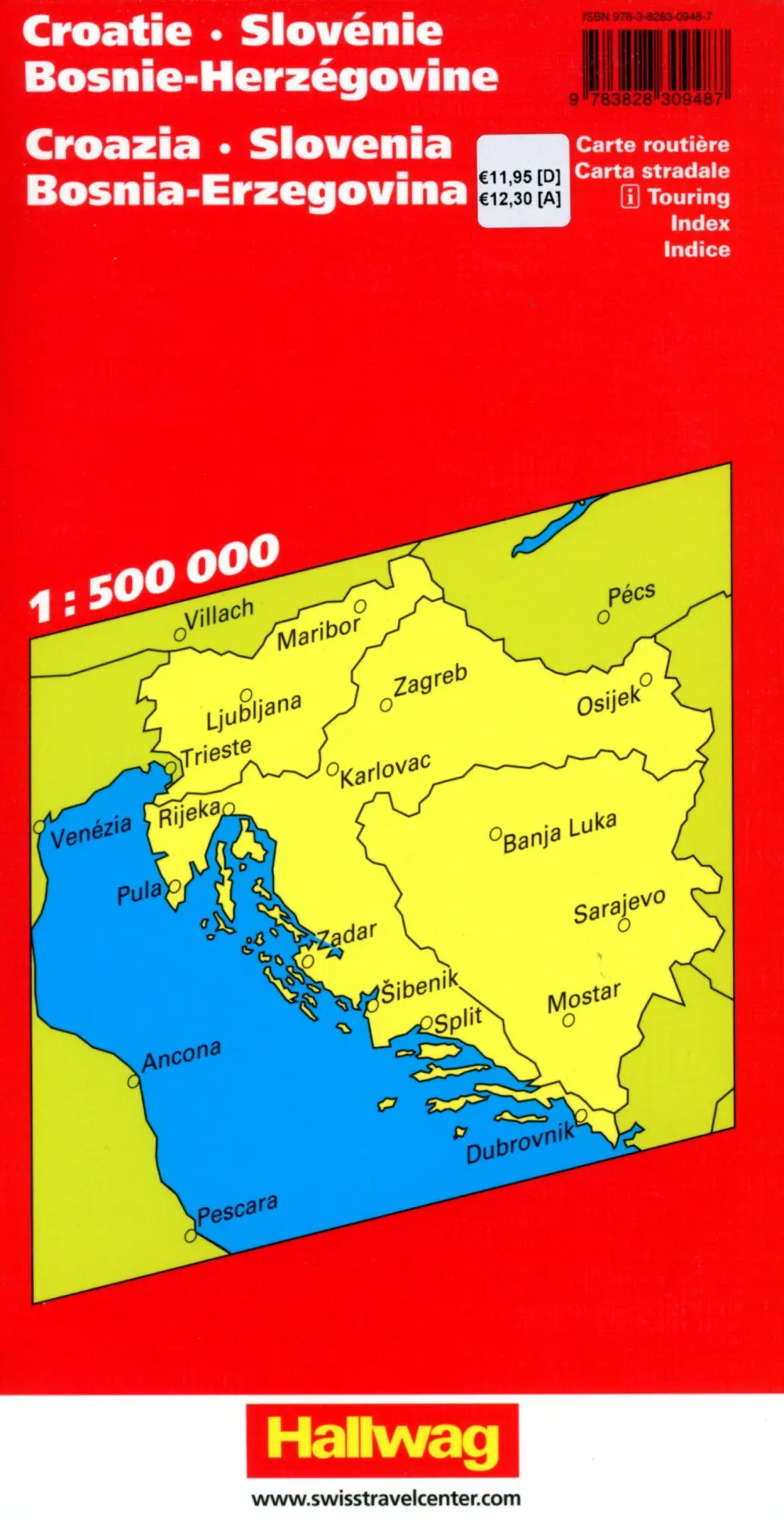 Bild: 9783828309487 | Kroatien, Slowenien, Bosnien-Herzegowina Strassenkarte 1:500 000 | AG