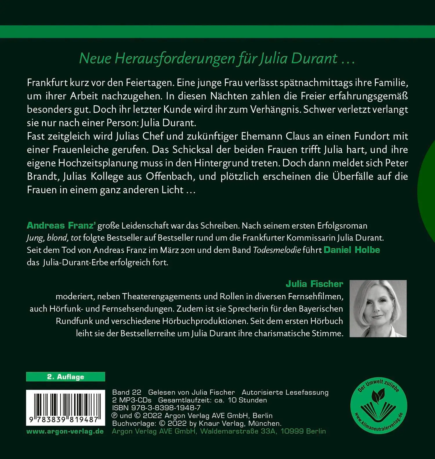 Rückseite: 9783839819487 | Todesruf | Julia Durants neuer Fall | Andreas Franz (u. a.) | MP3