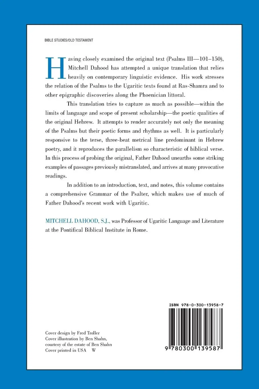 Rückseite: 9780300139587 | Psalms III 101-150 | Mitchell Dahood | Taschenbuch | Englisch | 2007