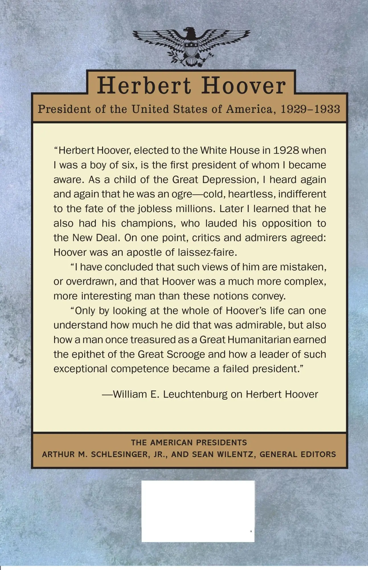 Rückseite: 9780805069587 | Herbert Hoover | William E Leuchtenburg | Buch | Gebunden | Englisch