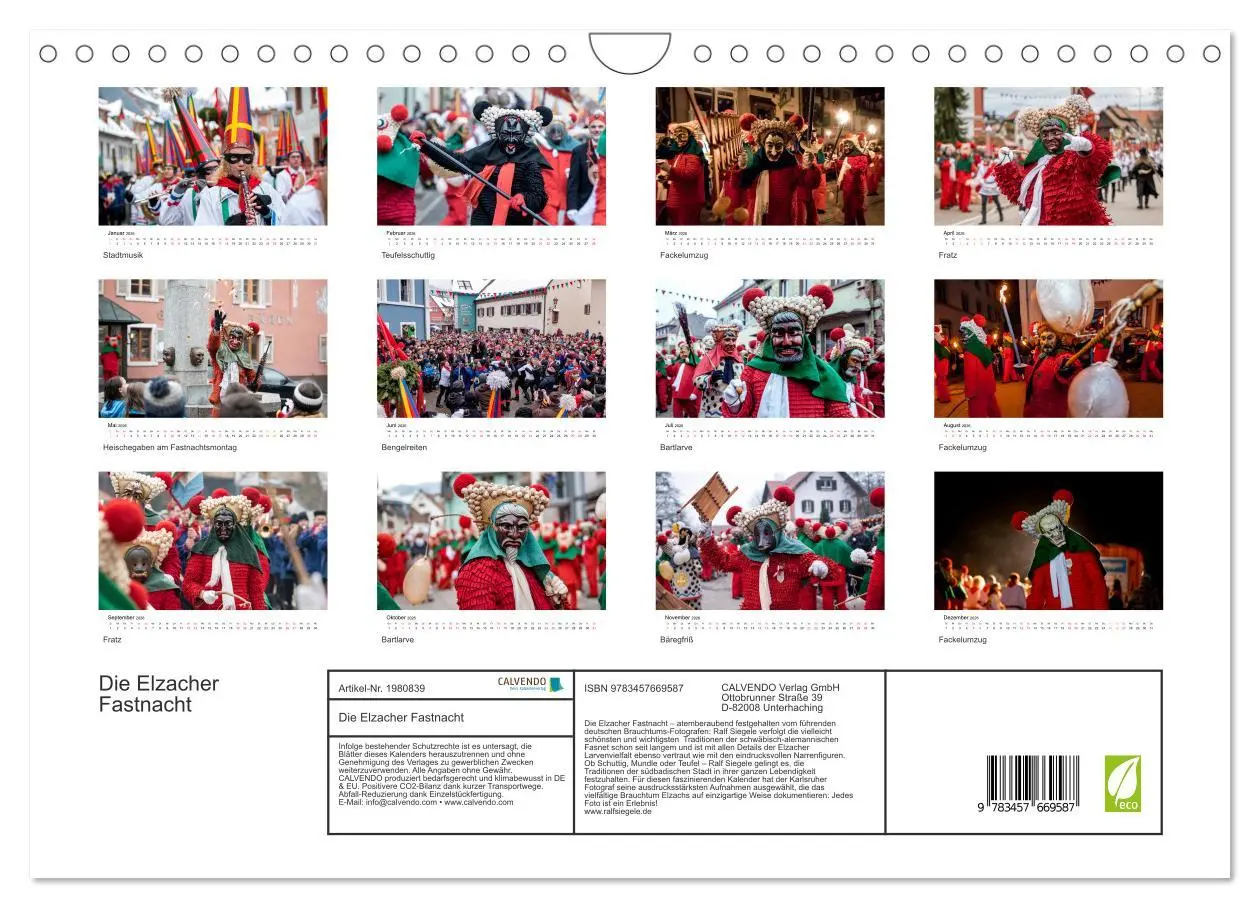 Bild: 9783457669587 | Die Elzacher Fastnacht (Wandkalender 2026 DIN A4 quer), CALVENDO...