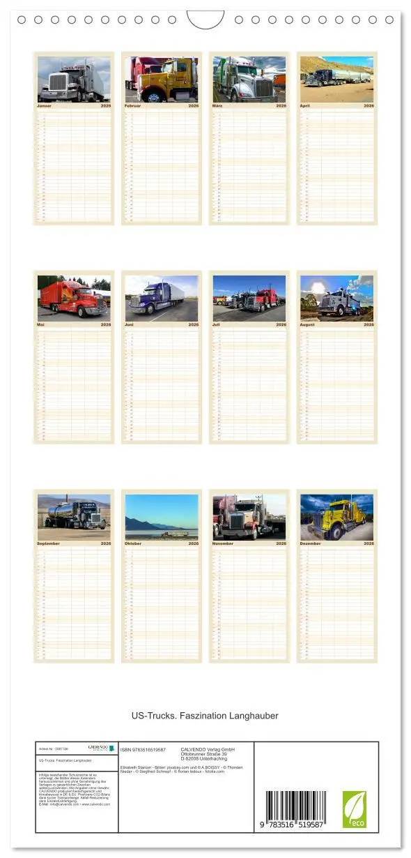 Bild: 9783516519587 | Familienplaner 2026 - US-Trucks. Faszination Langhauber mit 5...