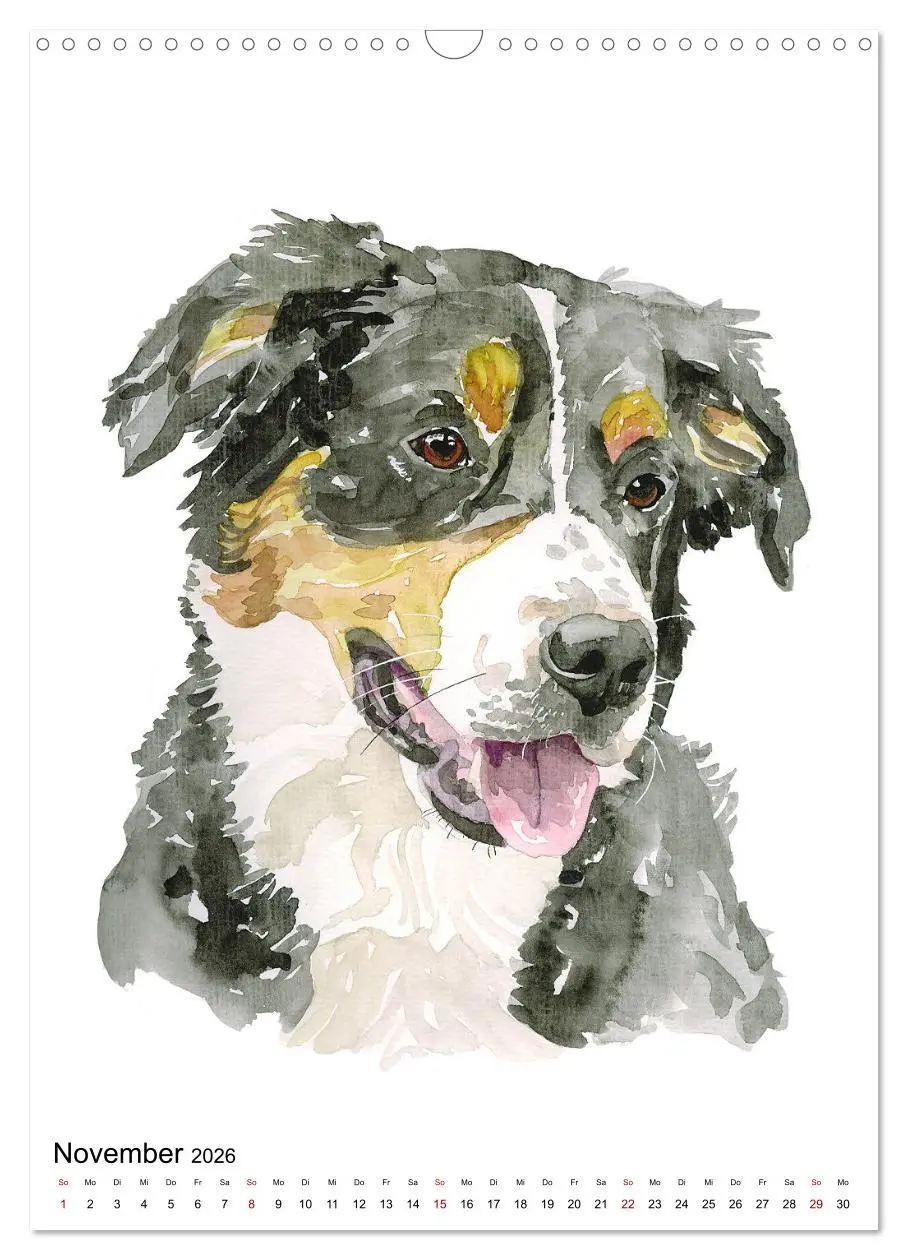 Bild: 9783516299687 | Hunde Porträts in Aquarell (Wandkalender 2026 DIN A3 hoch),...