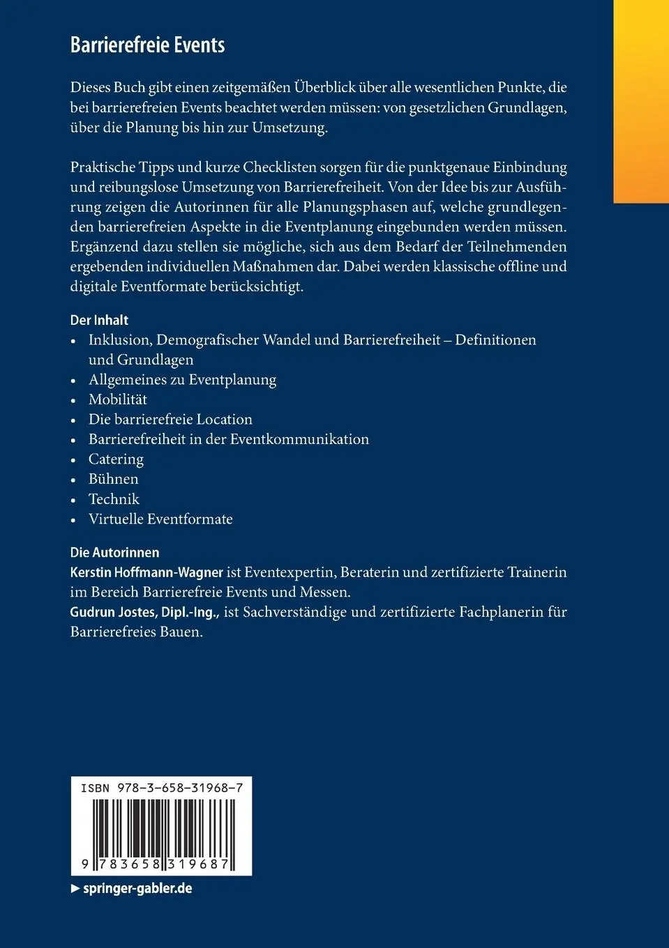 Rückseite: 9783658319687 | Barrierefreie Events | Gudrun Jostes (u. a.) | Taschenbuch | XV | 2021