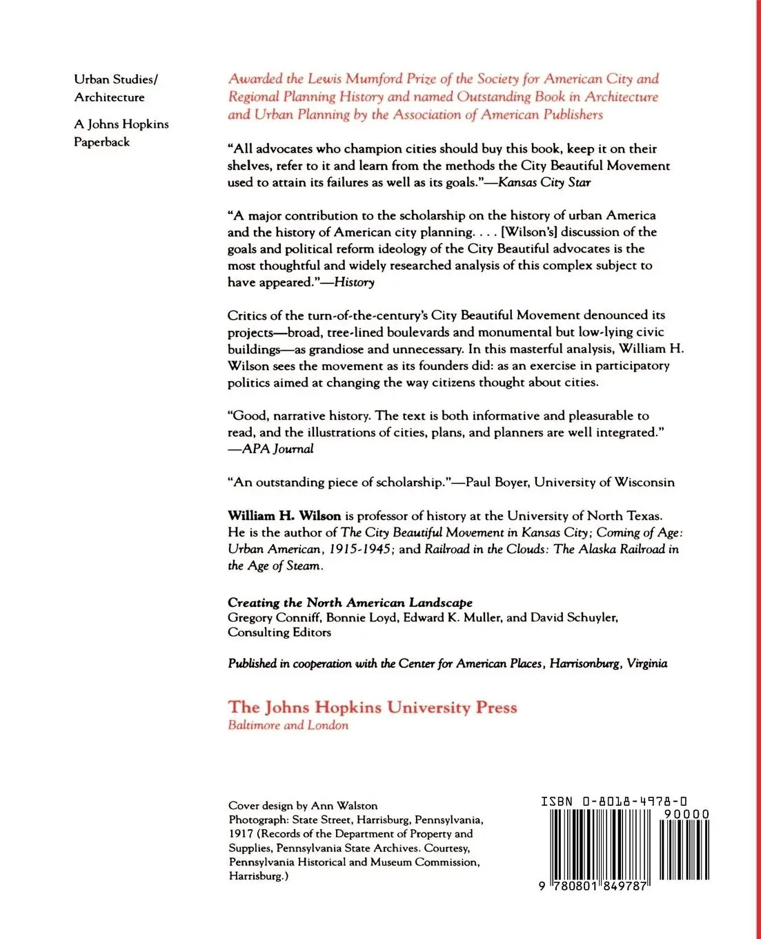 Rückseite: 9780801849787 | The City Beautiful Movement | William H. Jr. Wilson | Taschenbuch