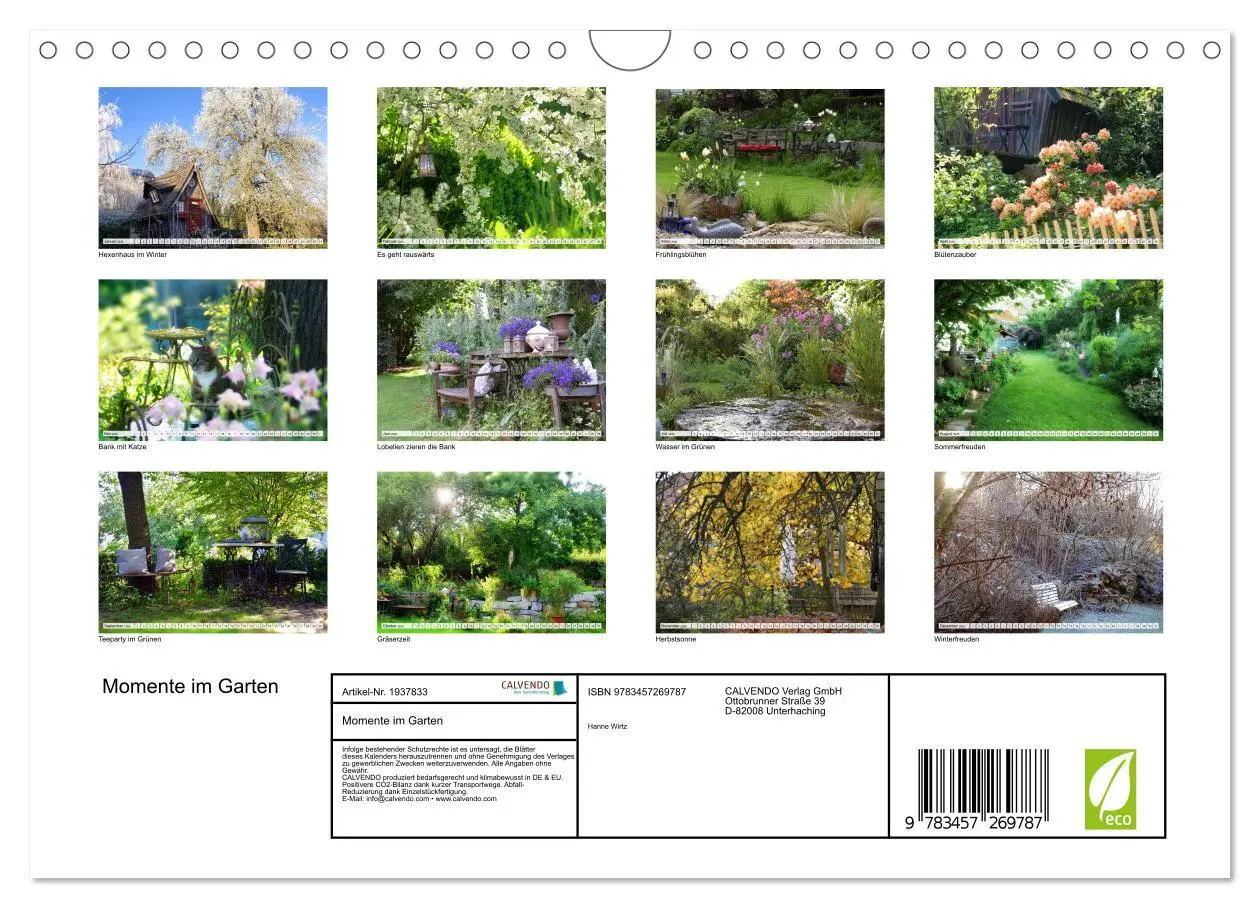 Bild: 9783457269787 | Momente im Garten (Wandkalender 2026 DIN A4 quer), CALVENDO...