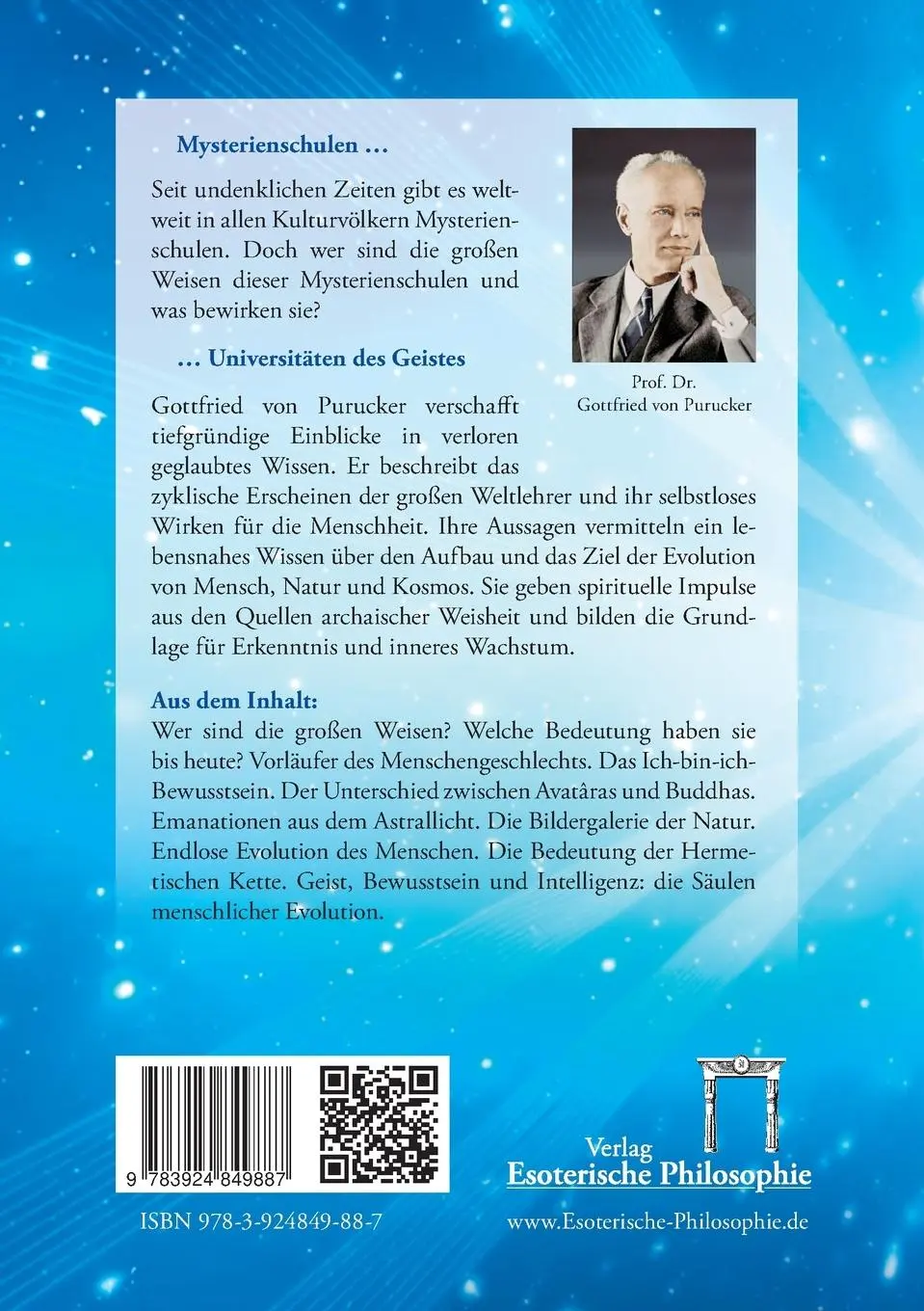 Rückseite: 9783924849887 | Mysterienschulen - Leuchtfeuer des Geistes | Gottfried von Purucker