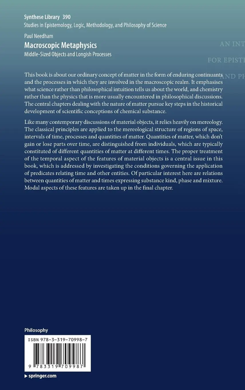 Rückseite: 9783319709987 | Macroscopic Metaphysics | Middle-Sized Objects and Longish Processes