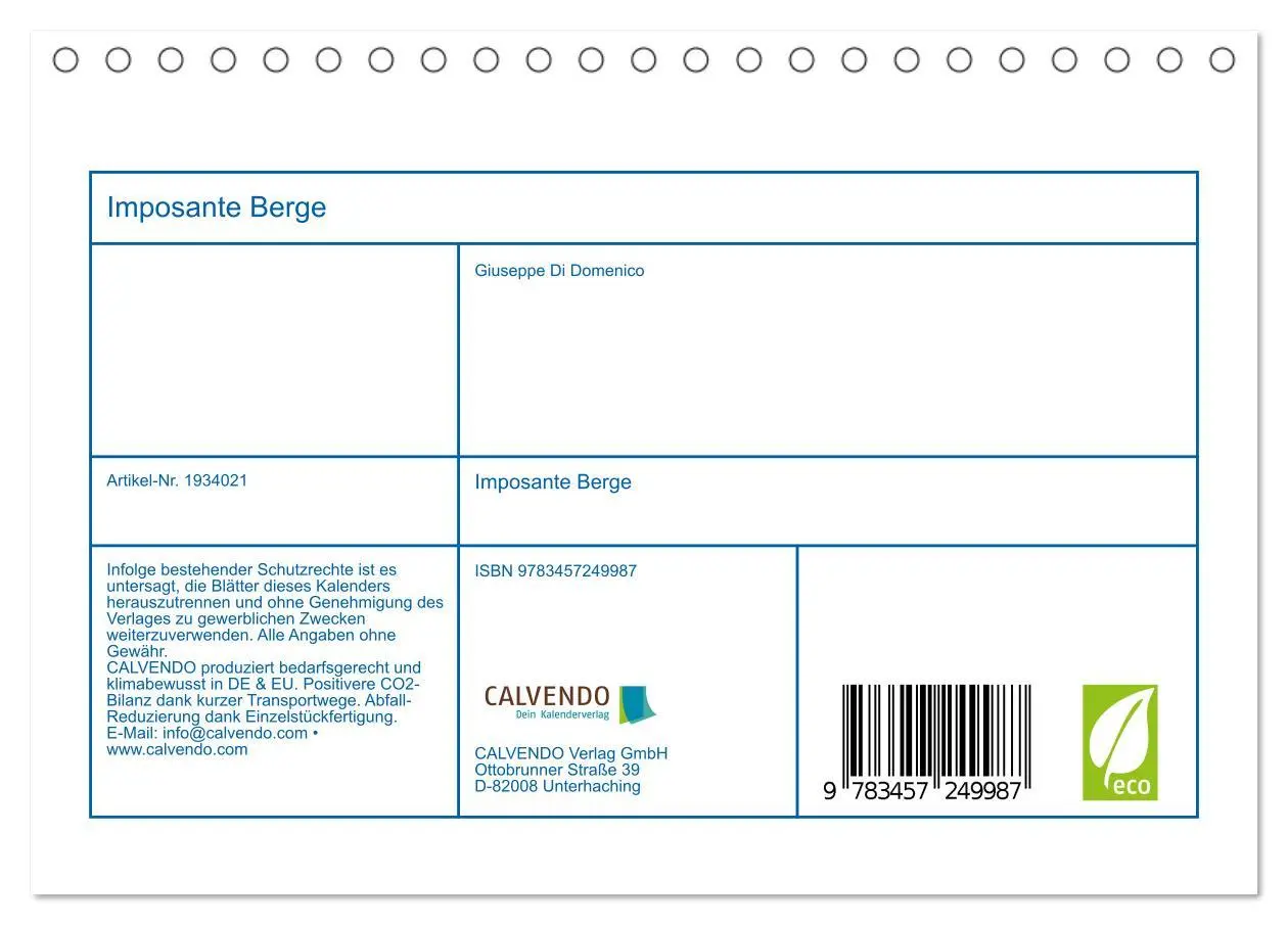 Bild: 9783457249987 | Imposante Berge (Tischkalender 2026 DIN A5 quer), CALVENDO...