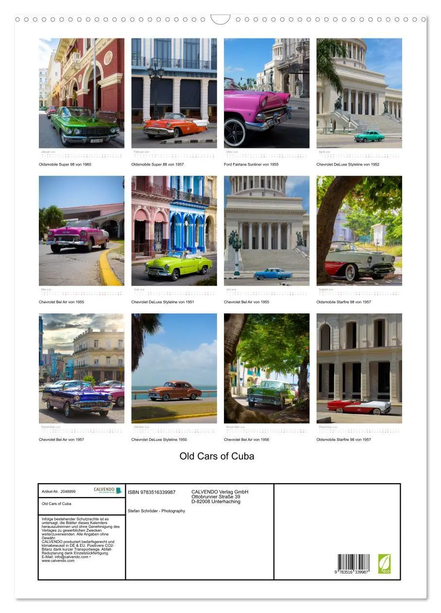 Bild: 9783516339987 | Old Cars of Cuba (Wandkalender 2026 DIN A2 hoch), CALVENDO...