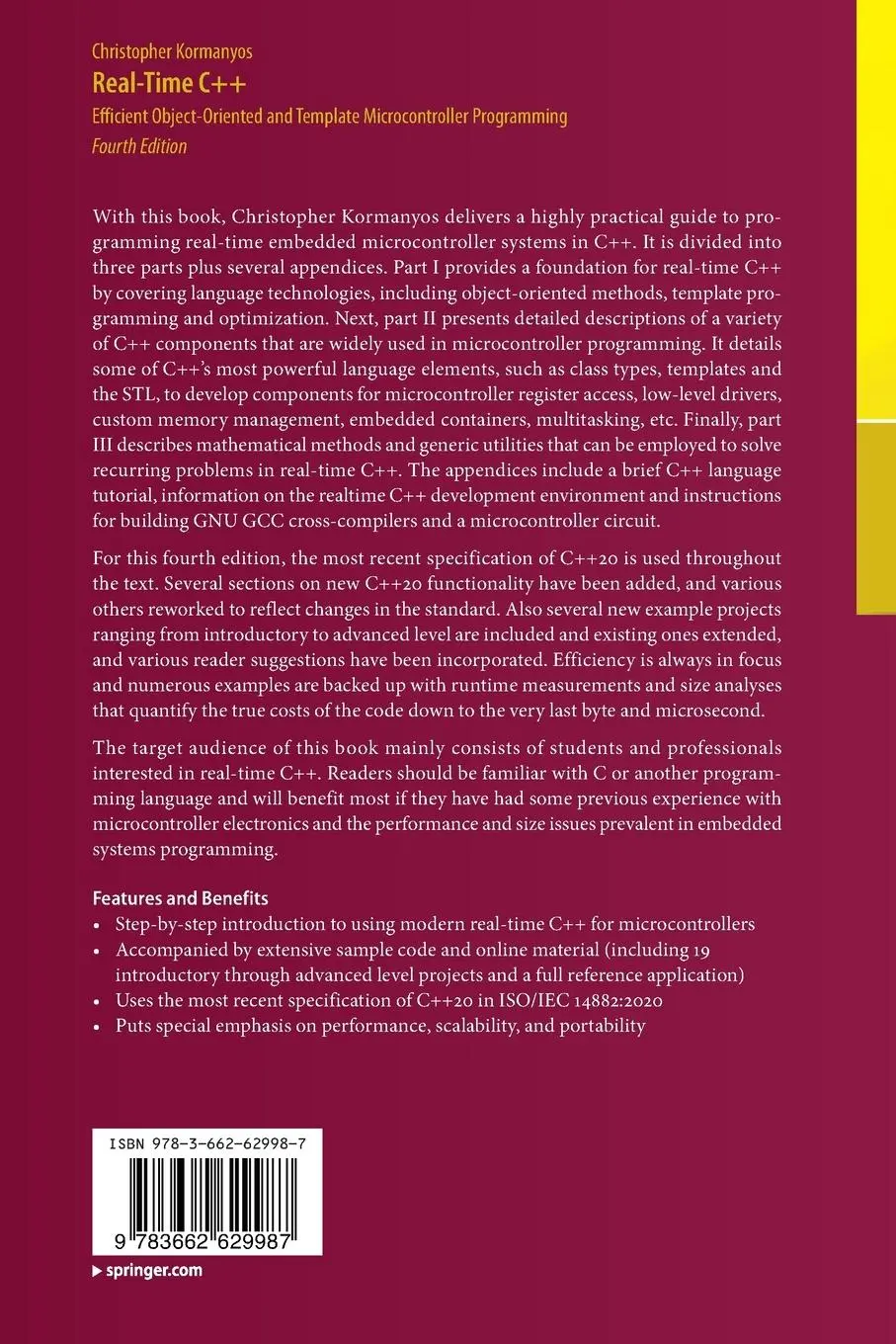 Rückseite: 9783662629987 | Real-Time C++ | Christopher Kormanyos | Taschenbuch | xli | Englisch