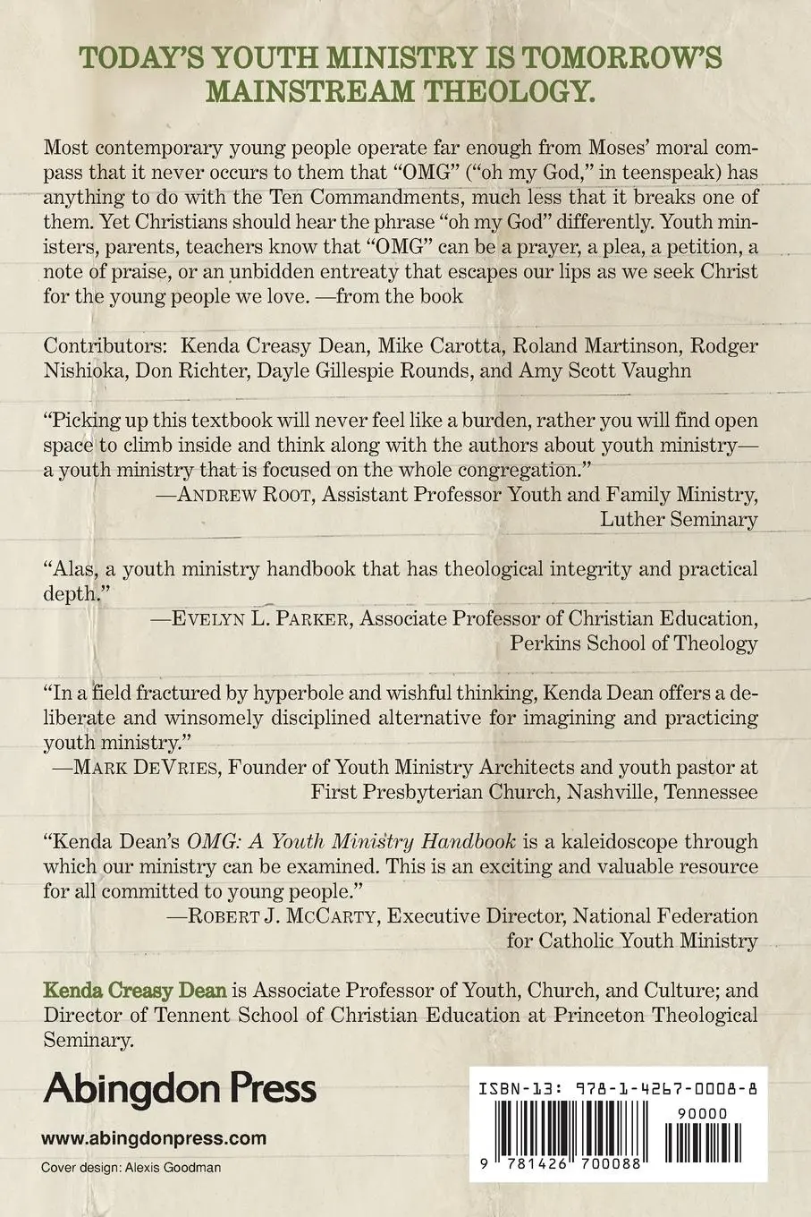 Rückseite: 9781426700088 | OMG | A Youth Ministry Handbook | Kenda Ceasey Dean | Taschenbuch