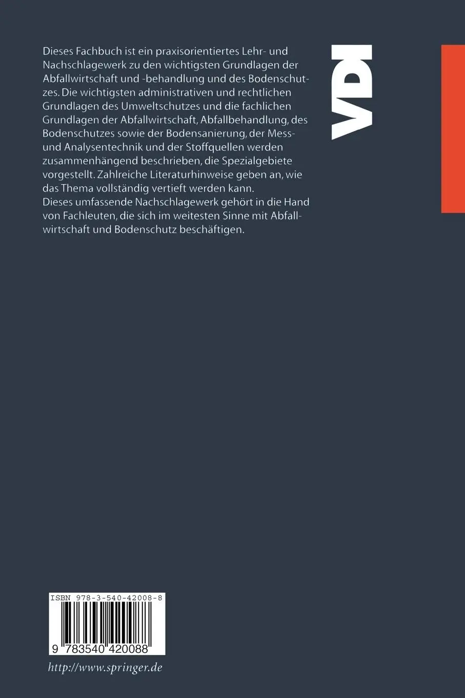 Rückseite: 9783540420088 | Abfallwirtschaft und Bodenschutz | Klaus Görner (u. a.) | Taschenbuch