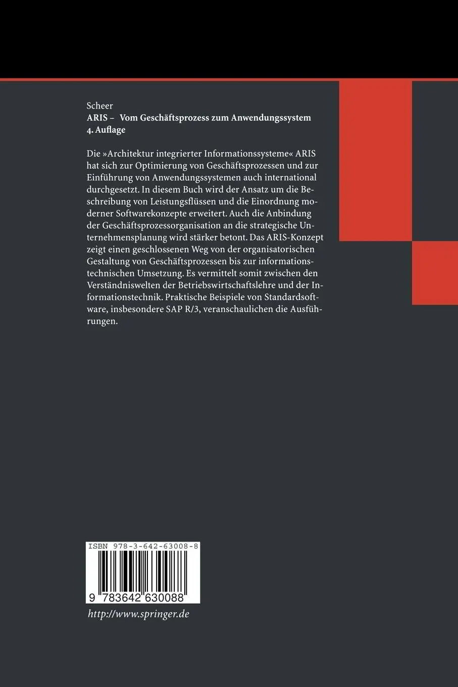 Rückseite: 9783642630088 | ARIS - Vom Geschäftsprozess zum Anwendungssystem | Scheer | Buch