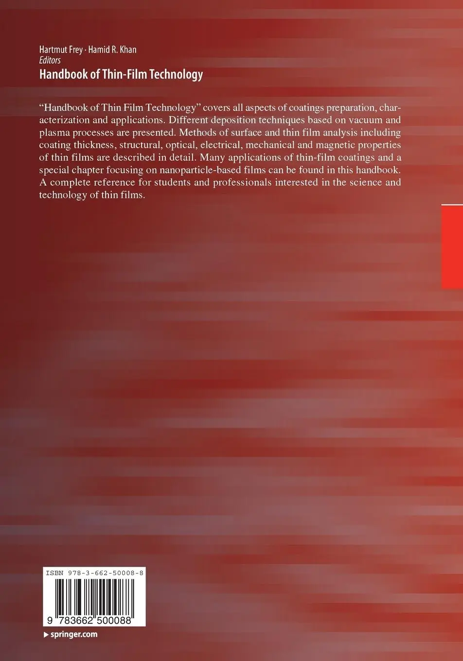 Rückseite: 9783662500088 | Handbook of Thin Film Technology | Hamid R. Khan (u. a.) | Taschenbuch