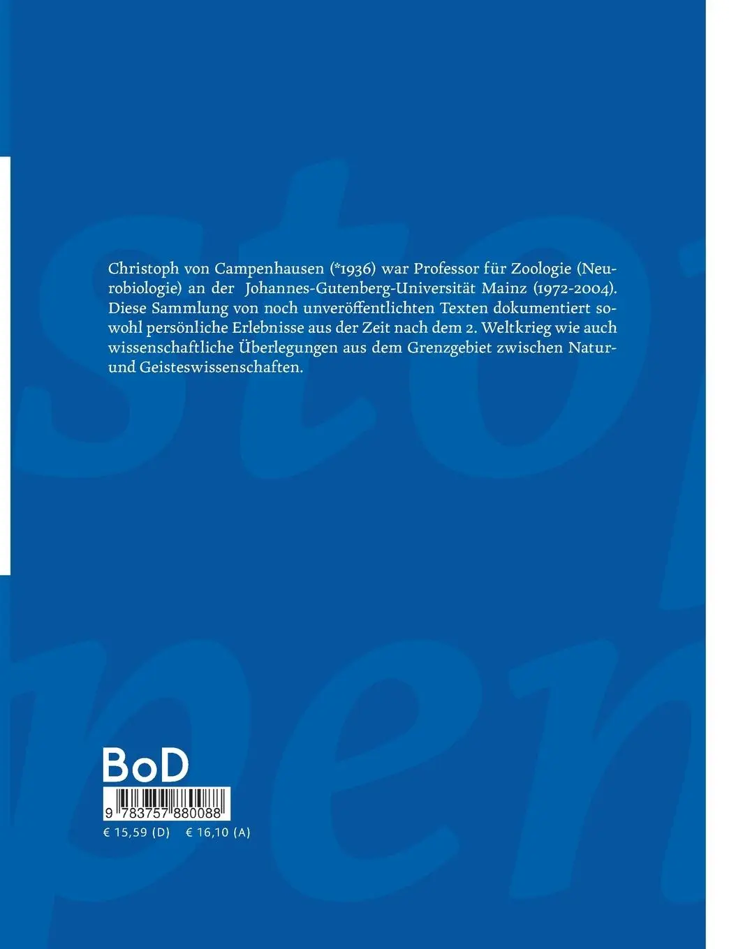 Rückseite: 9783757880088 | Anekdotisches aus dem Leben von Christoph von Campenhausen | Buch