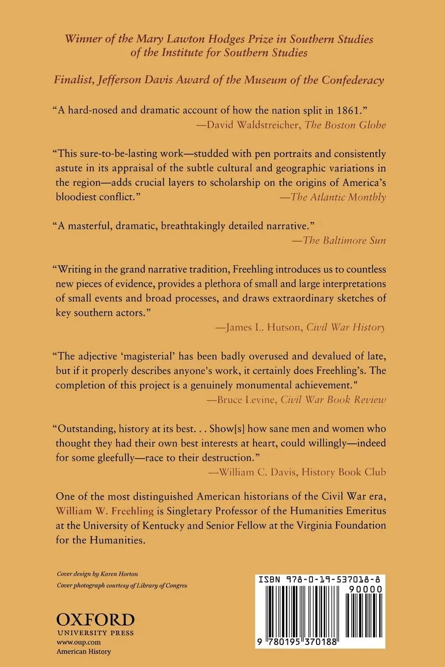 Rückseite: 9780195370188 | The Road to Disunion, Volume 2 | Secessionists Triumphant, 1854-1861