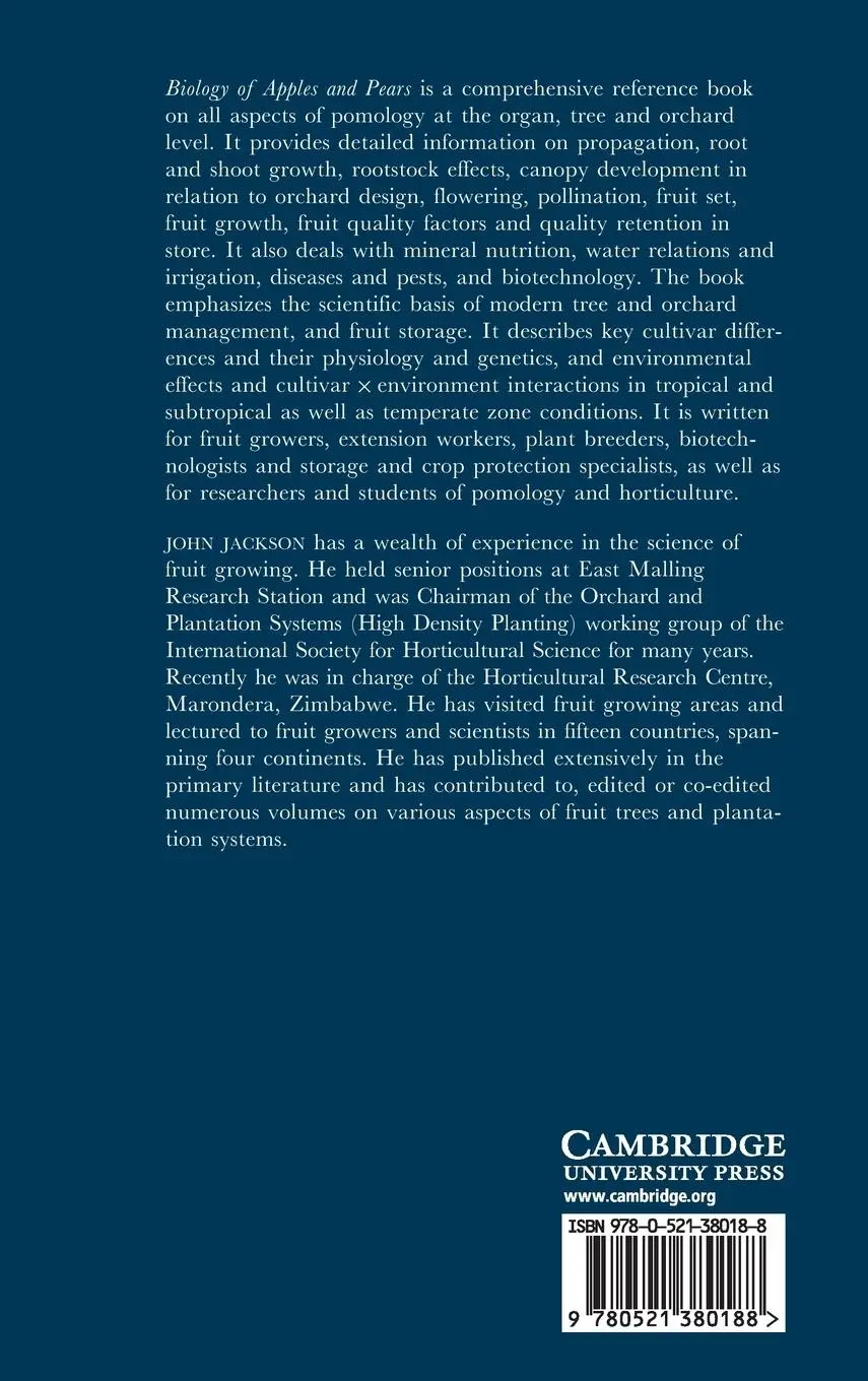 Rückseite: 9780521380188 | The Biology of Apples and Pears | John E. Jackson | Buch | Englisch