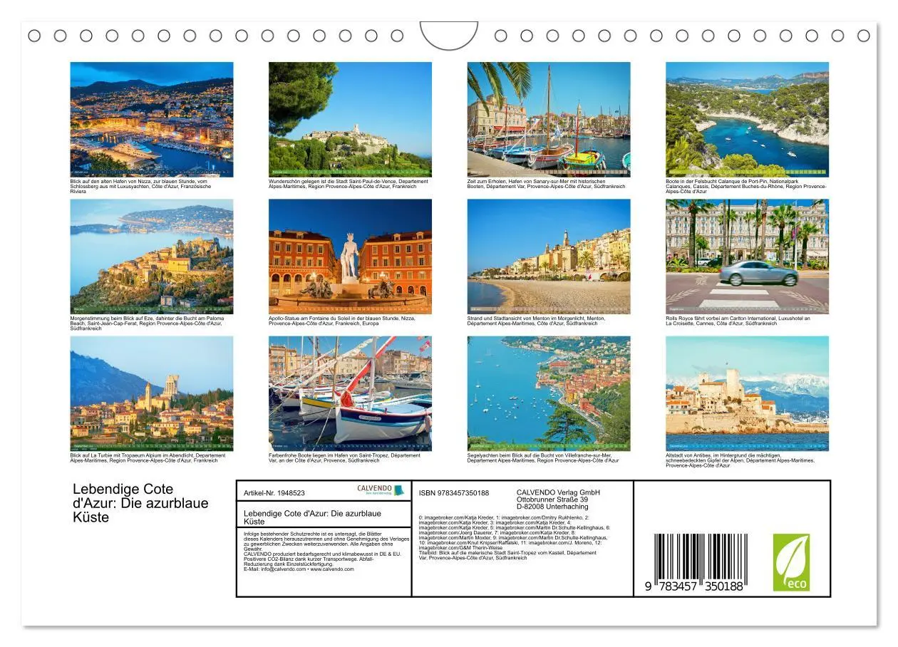 Bild: 9783457350188 | Lebendige Cote d'Azur: Die azurblaue Küste (Wandkalender 2026 DIN...