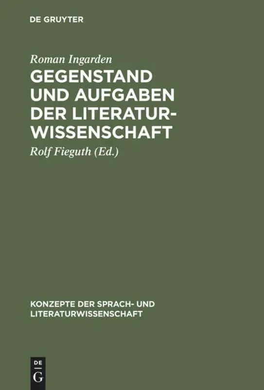 Cover: 9783484220188 | Gegenstand und Aufgaben der Literaturwissenschaft | Roman Ingarden