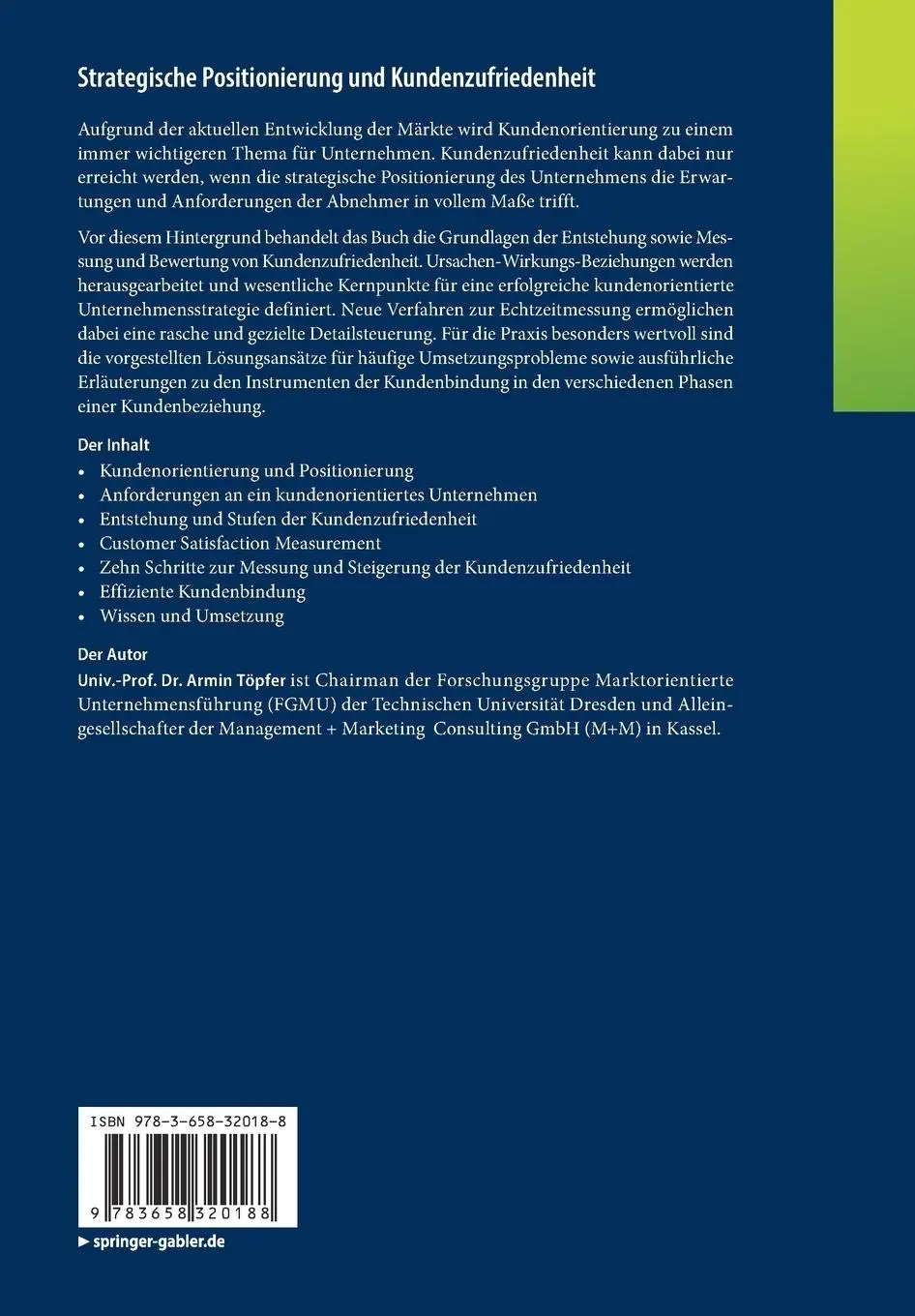 Rückseite: 9783658320188 | Strategische Positionierung und Kundenzufriedenheit | Armin Töpfer