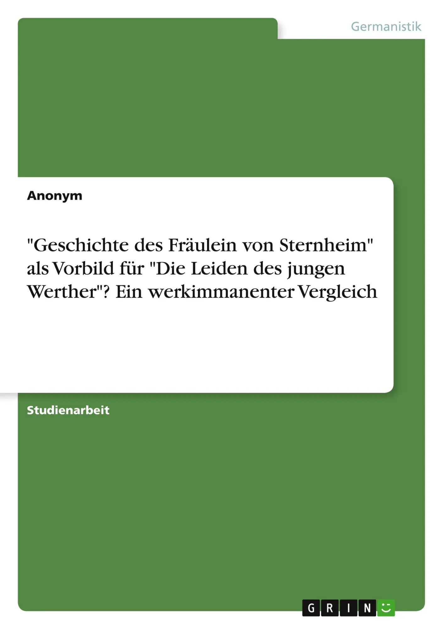 Cover: 9783668530188 | "Geschichte des Fräulein von Sternheim" als Vorbild für "Die Leiden...