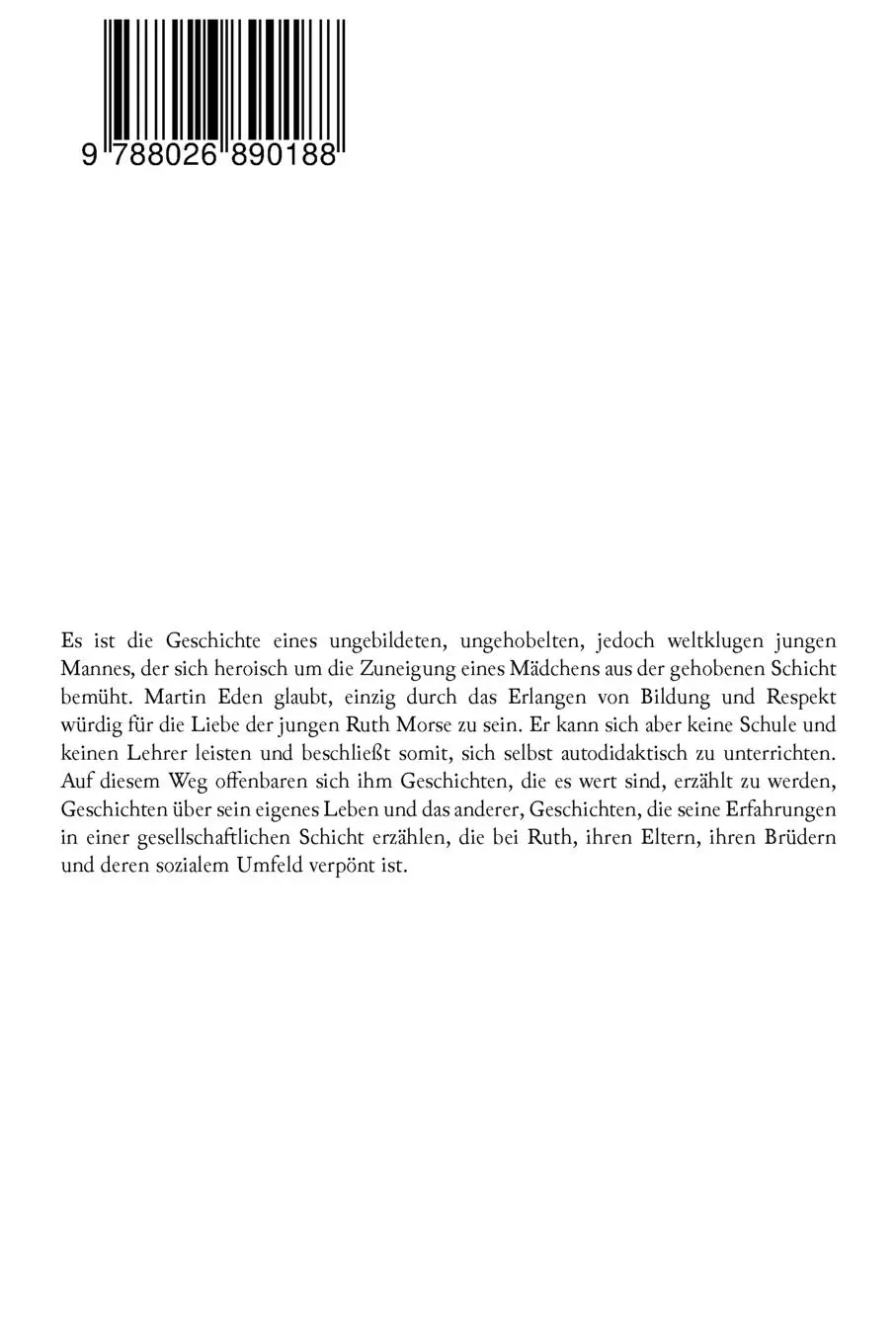 Rückseite: 9788026890188 | Martin Eden | Jack London (u. a.) | Taschenbuch | Englisch | 2018