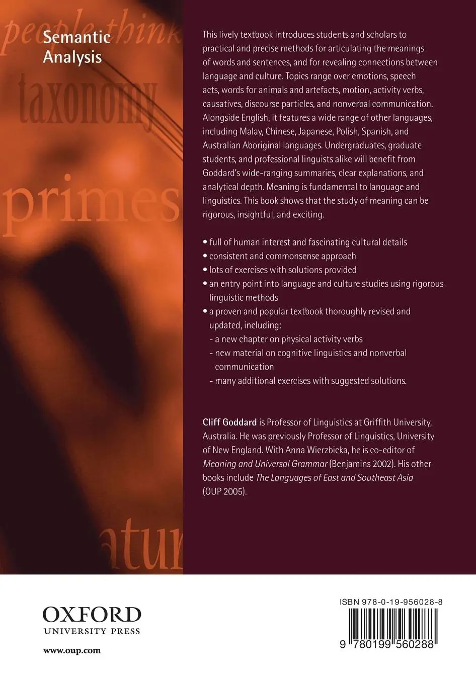 Rückseite: 9780199560288 | Semantic Analysis | A Practical Introduction | Cliff Goddard | Buch