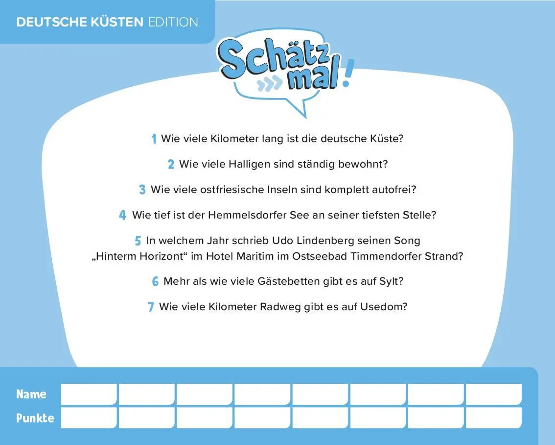 Bild: 9783989760288 | Schätz mal! Deutsche Küsten Edition | Taschenbuch | 64 S. | Deutsch