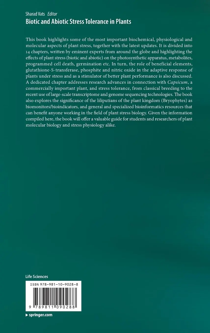 Rückseite: 9789811090288 | Biotic and Abiotic Stress Tolerance in Plants | Sharad Vats | Buch
