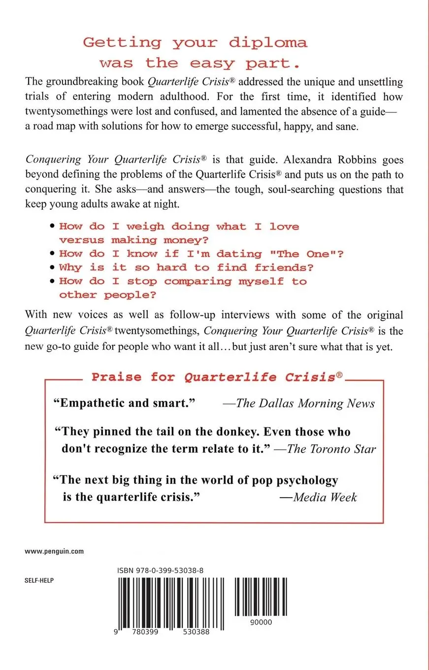 Rückseite: 9780399530388 | Conquering Your Quarterlife Crisis | Alexandra Robbins | Taschenbuch