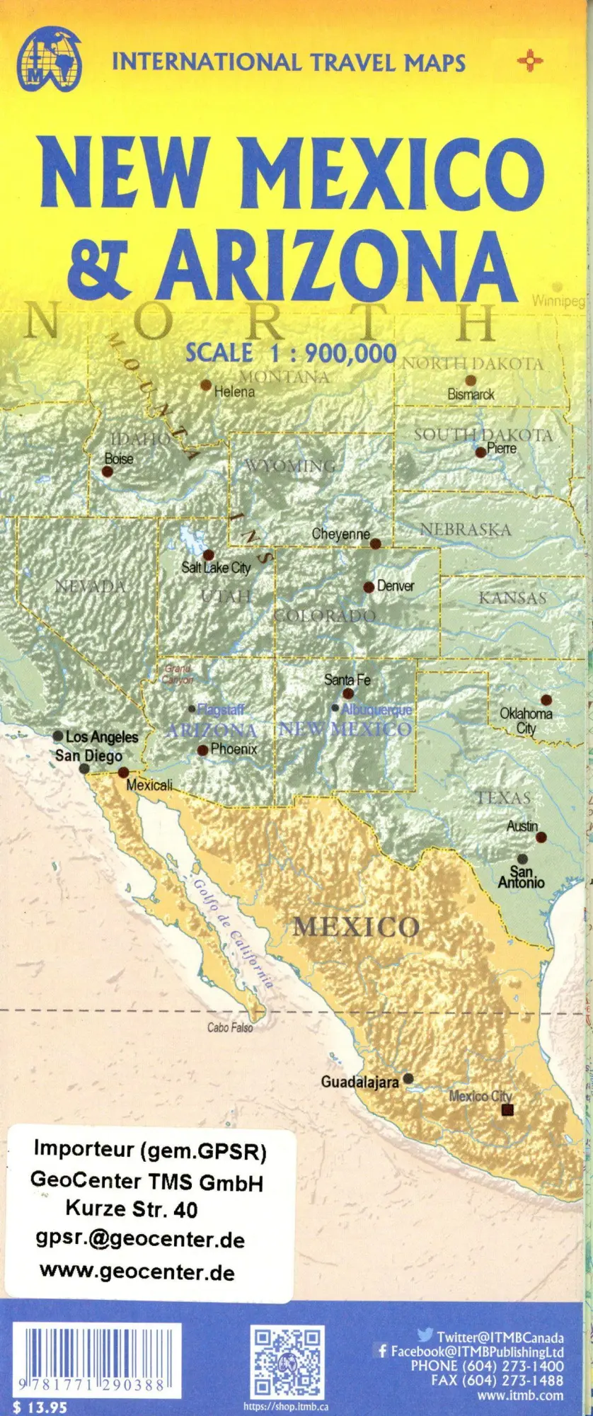 Cover: 9781771290388 | Arizona &amp; New Mexico | ITM Map | (Land-)Karte | ITM Map | Englisch