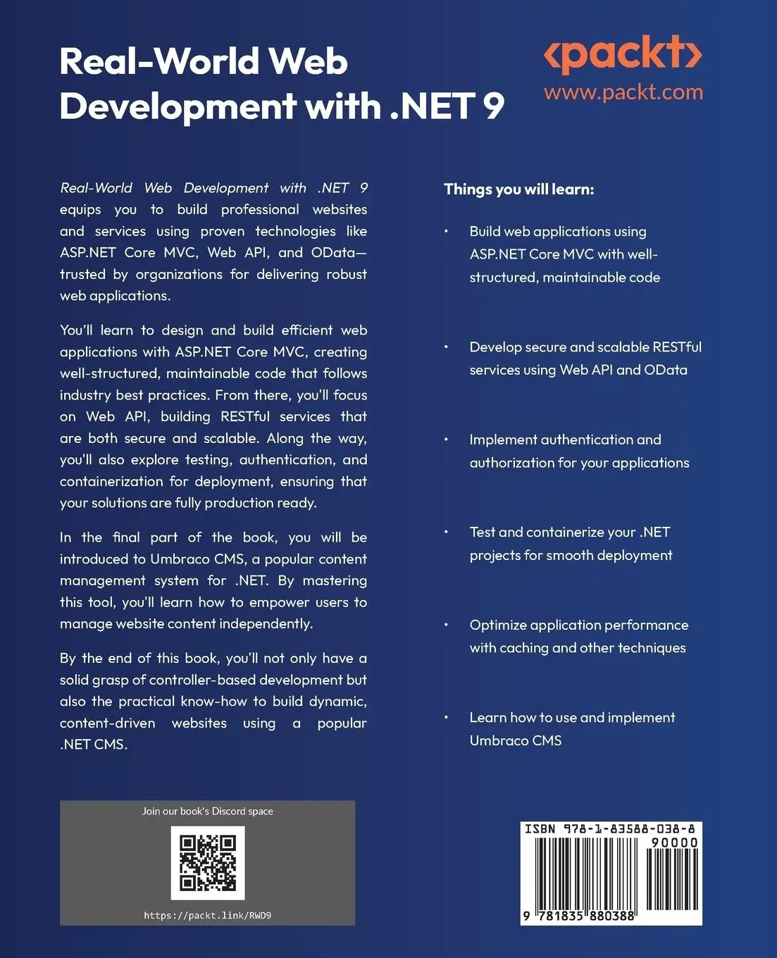 Rückseite: 9781835880388 | Real-World Web Development with .NET 9 | Mark J. Price | Taschenbuch Rückseite: 9781835880388 | Real-World Web Development with .NET 9 | Mark J. Price | Taschenbuch