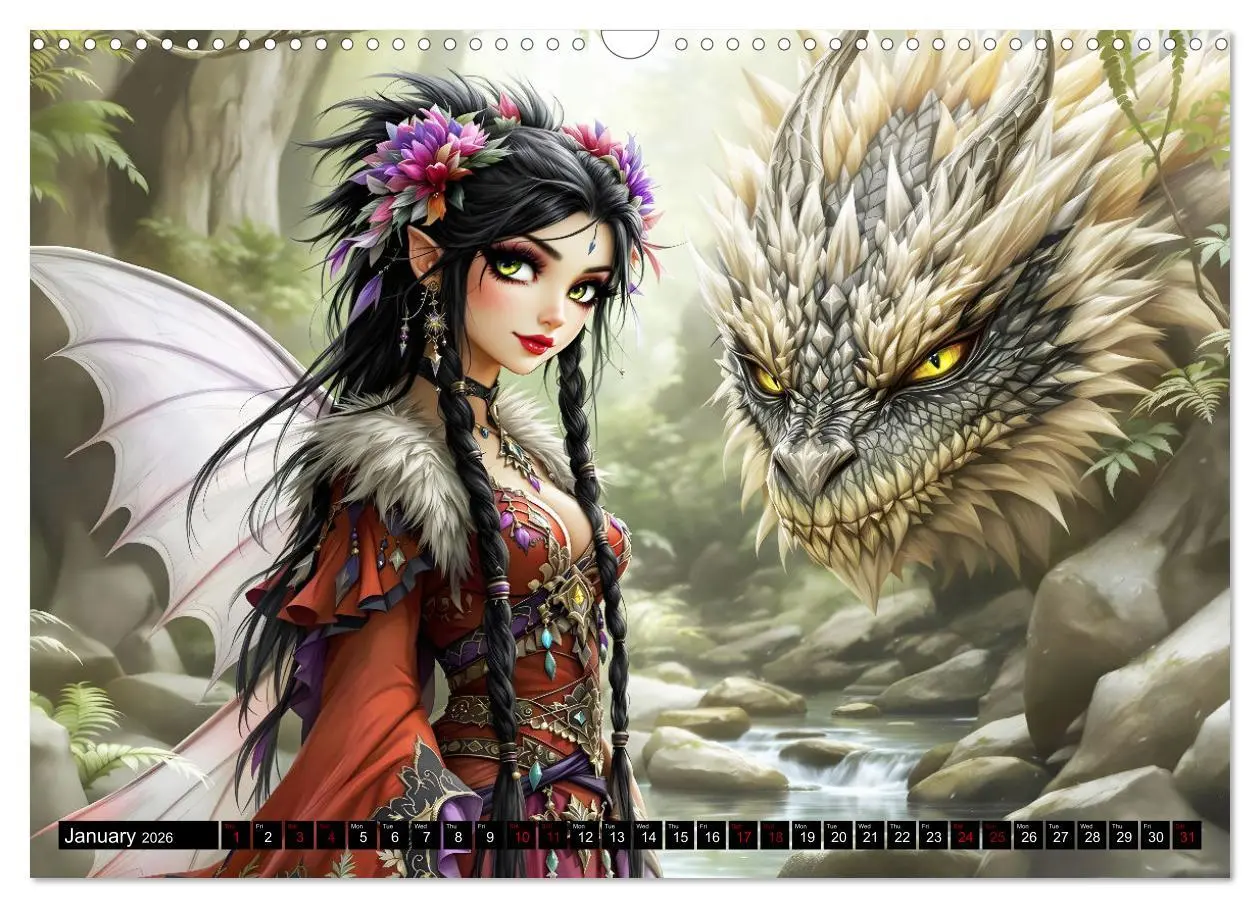 Bild: 9783457260388 | Elves and Dragons - A magical connection (Wall Calendar 2026 DIN A3...