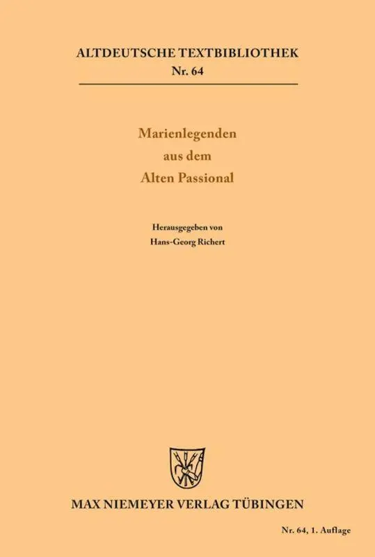 Cover: 9783484200388 | Marienlegenden aus dem Alten Passional | Hans-Georg Richert | Buch