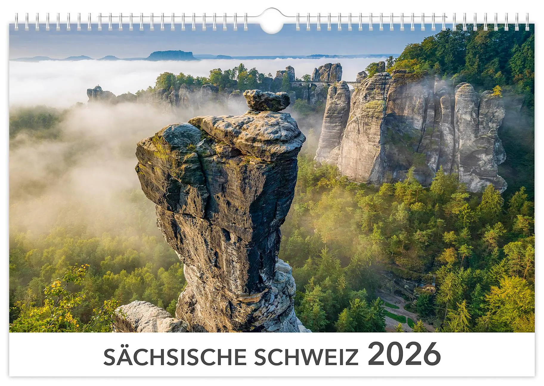 Cover: 9783910680388 | Kalender Sächsische Schweiz 2026 | 45 x 30 cm weißes Kalendarium