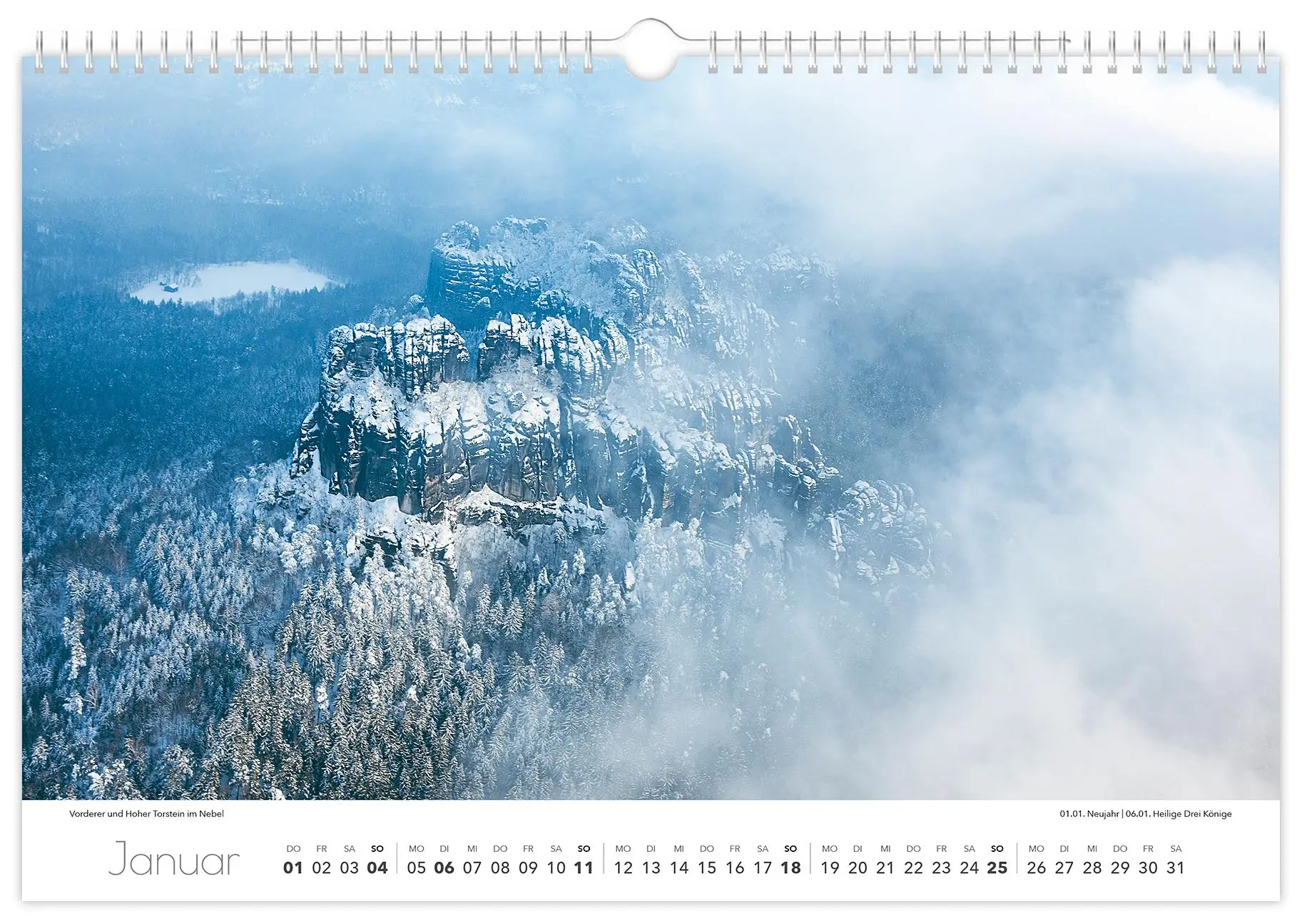 Bild: 9783910680388 | Kalender Sächsische Schweiz 2026 | 45 x 30 cm weißes Kalendarium