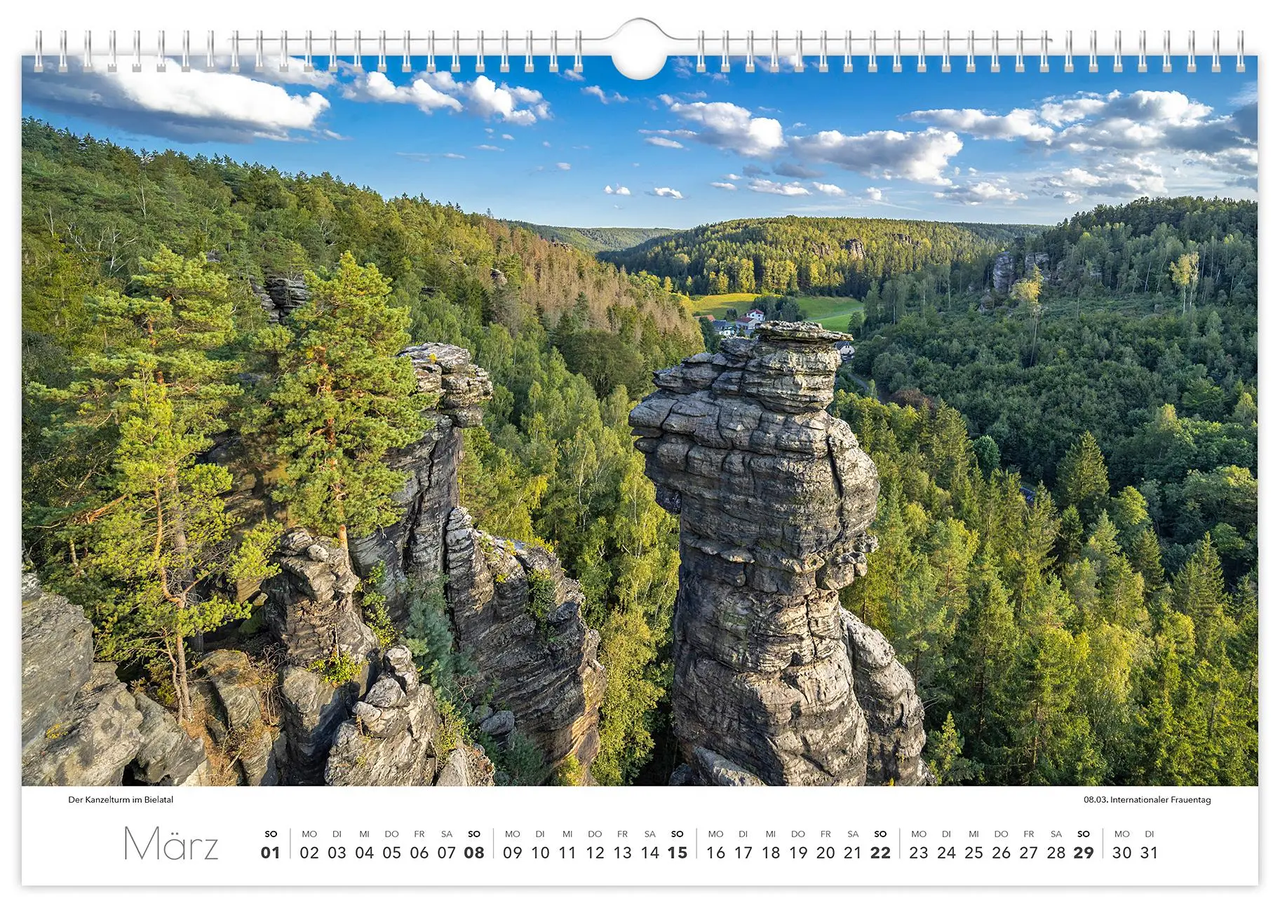 Bild: 9783910680388 | Kalender Sächsische Schweiz 2026 | 45 x 30 cm weißes Kalendarium