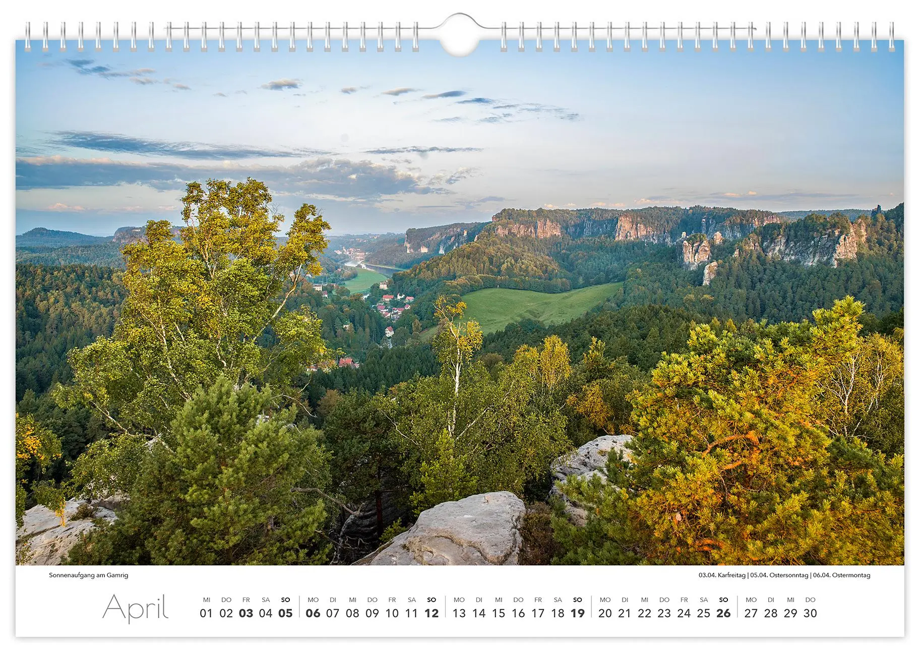 Bild: 9783910680388 | Kalender Sächsische Schweiz 2026 | 45 x 30 cm weißes Kalendarium