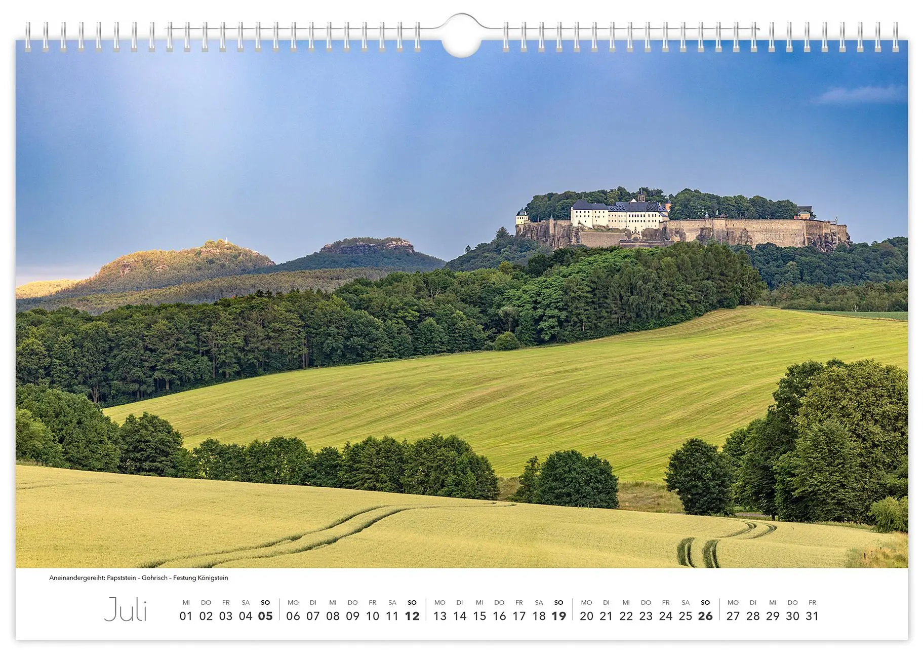 Bild: 9783910680388 | Kalender Sächsische Schweiz 2026 | 45 x 30 cm weißes Kalendarium