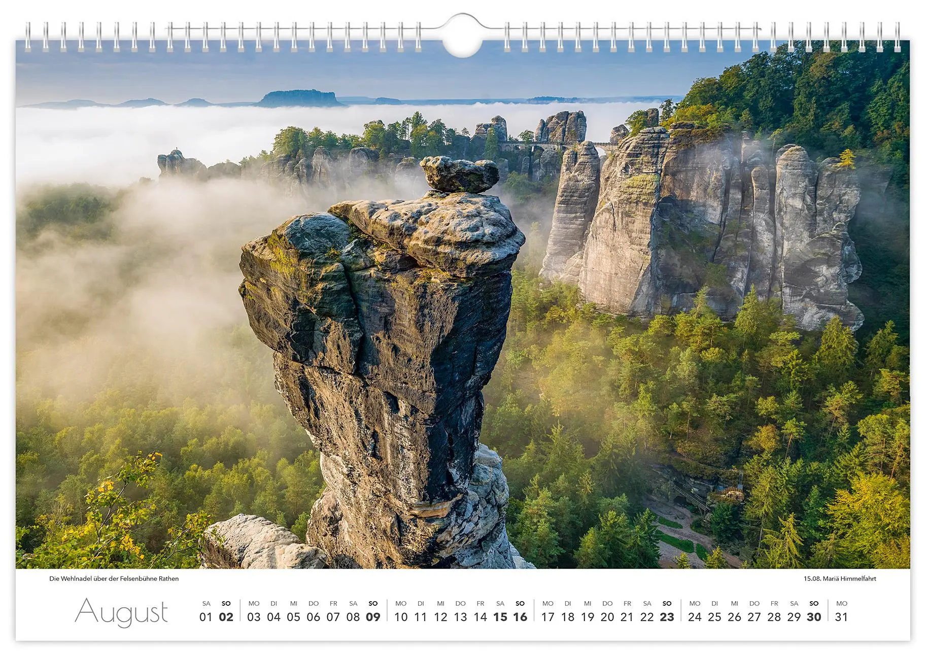 Bild: 9783910680388 | Kalender Sächsische Schweiz 2026 | 45 x 30 cm weißes Kalendarium