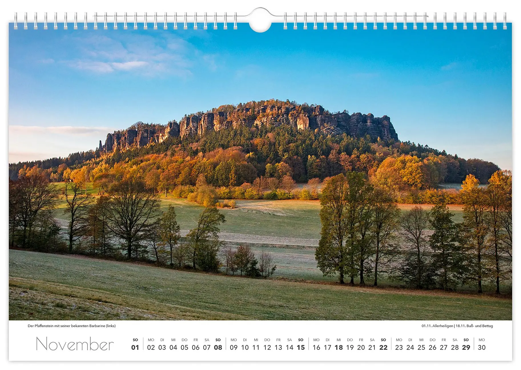 Bild: 9783910680388 | Kalender Sächsische Schweiz 2026 | 45 x 30 cm weißes Kalendarium
