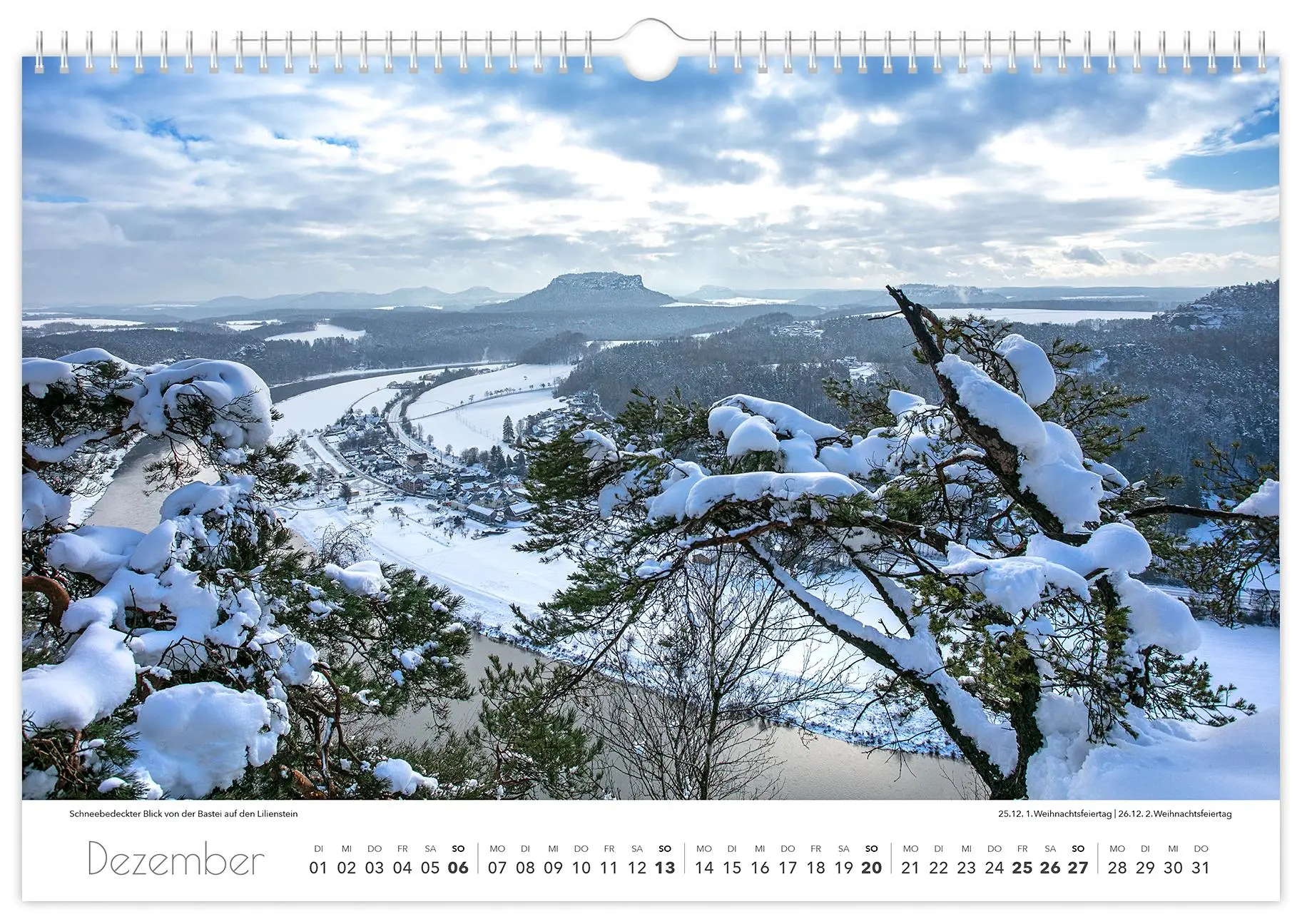 Bild: 9783910680388 | Kalender Sächsische Schweiz 2026 | 45 x 30 cm weißes Kalendarium
