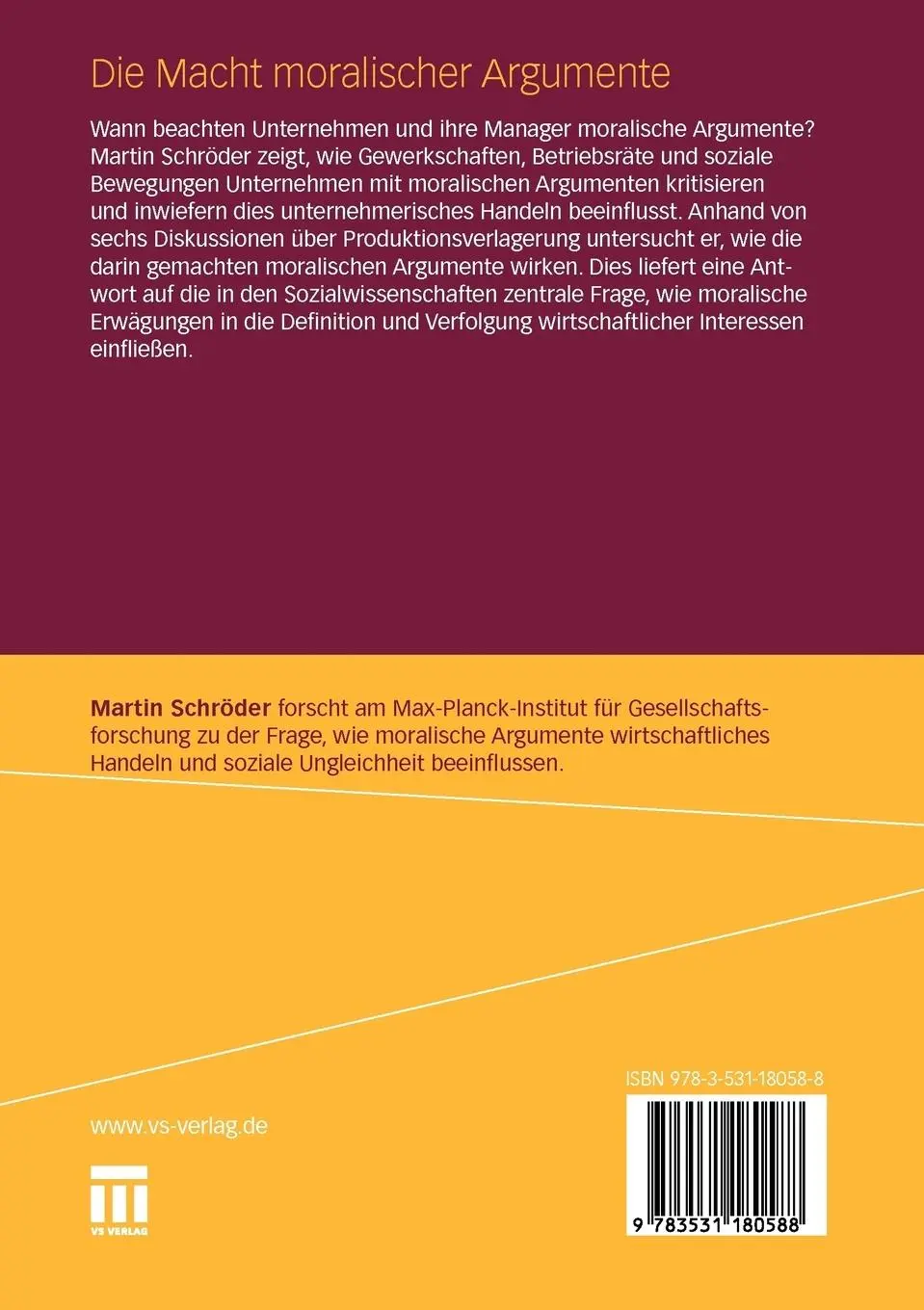 Rückseite: 9783531180588 | Die Macht moralischer Argumente | Martin Schröder | Taschenbuch | 2011