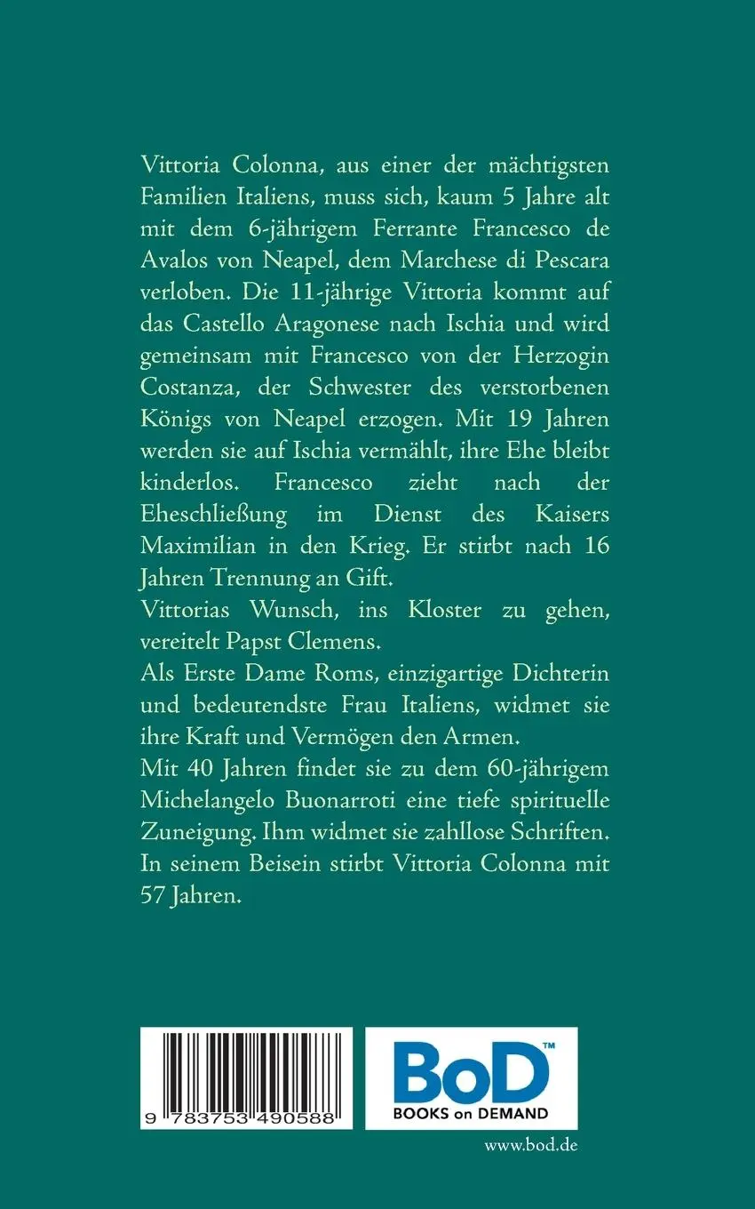 Rückseite: 9783753490588 | Vittoria Colonna, spirituelle Geliebte von Michelangelo | Cm Groß