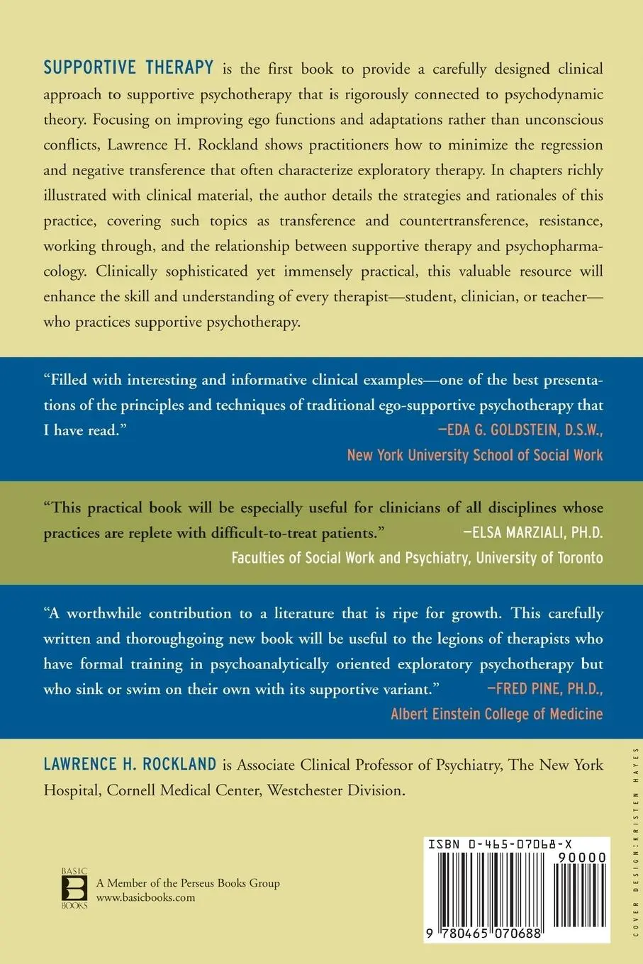 Rückseite: 9780465070688 | Supportive Therapy | A Psychodynamic Approach | Lawrence Rockland