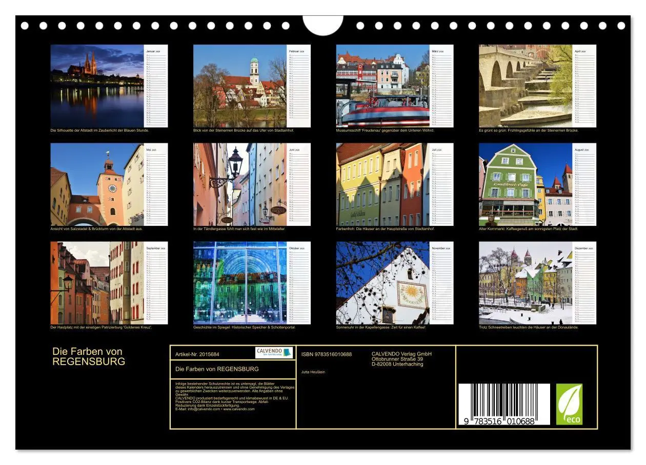 Bild: 9783516010688 | Die Farben von REGENSBURG (Wandkalender 2026 DIN A4 quer), CALVENDO...