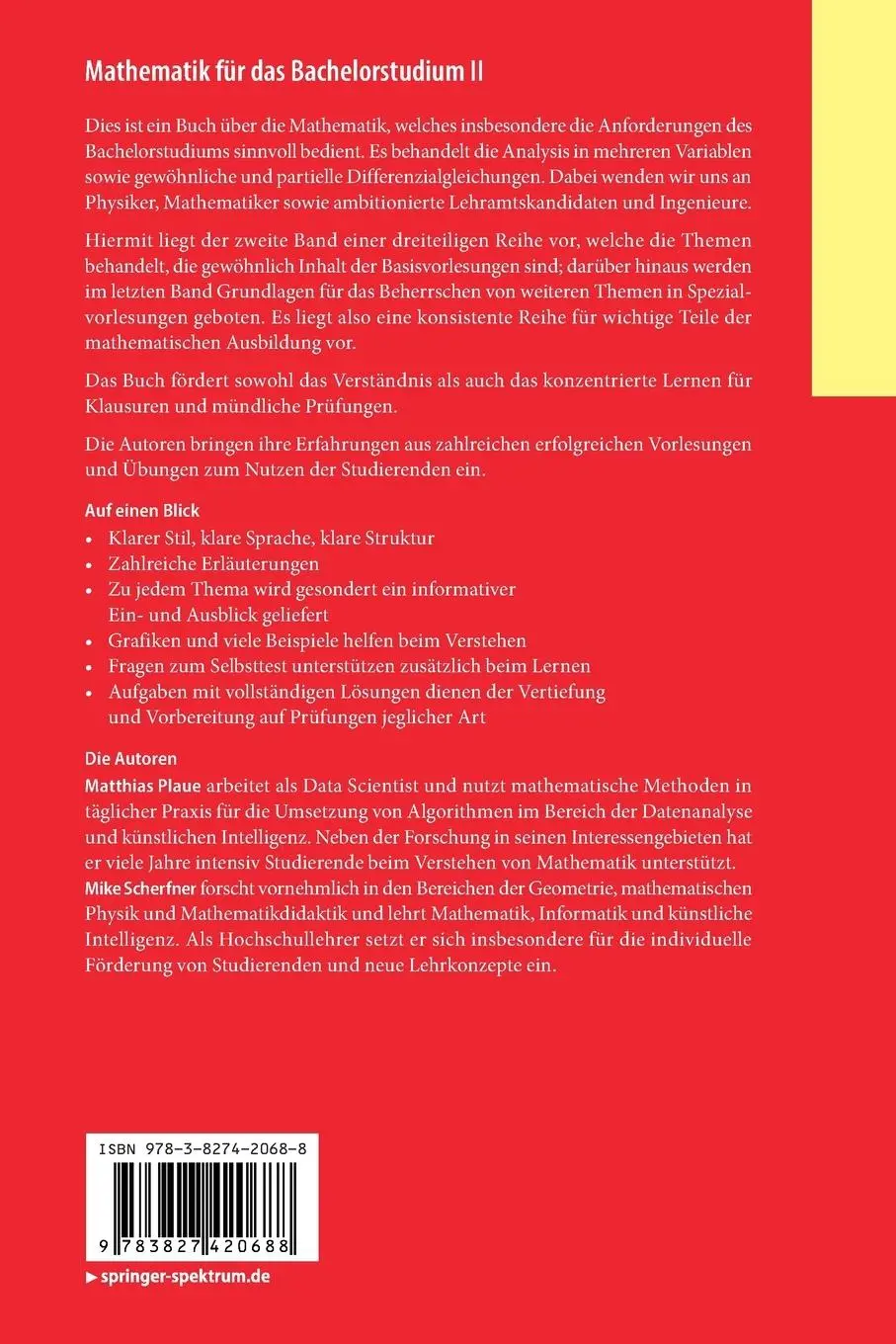 Rückseite: 9783827420688 | Mathematik für das Bachelorstudium II | Mike Scherfner (u. a.) | Buch
